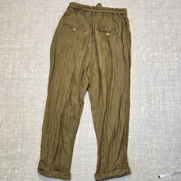 Brown Free People Paper Bag Linen Pants Size M - Picture 2 of 11